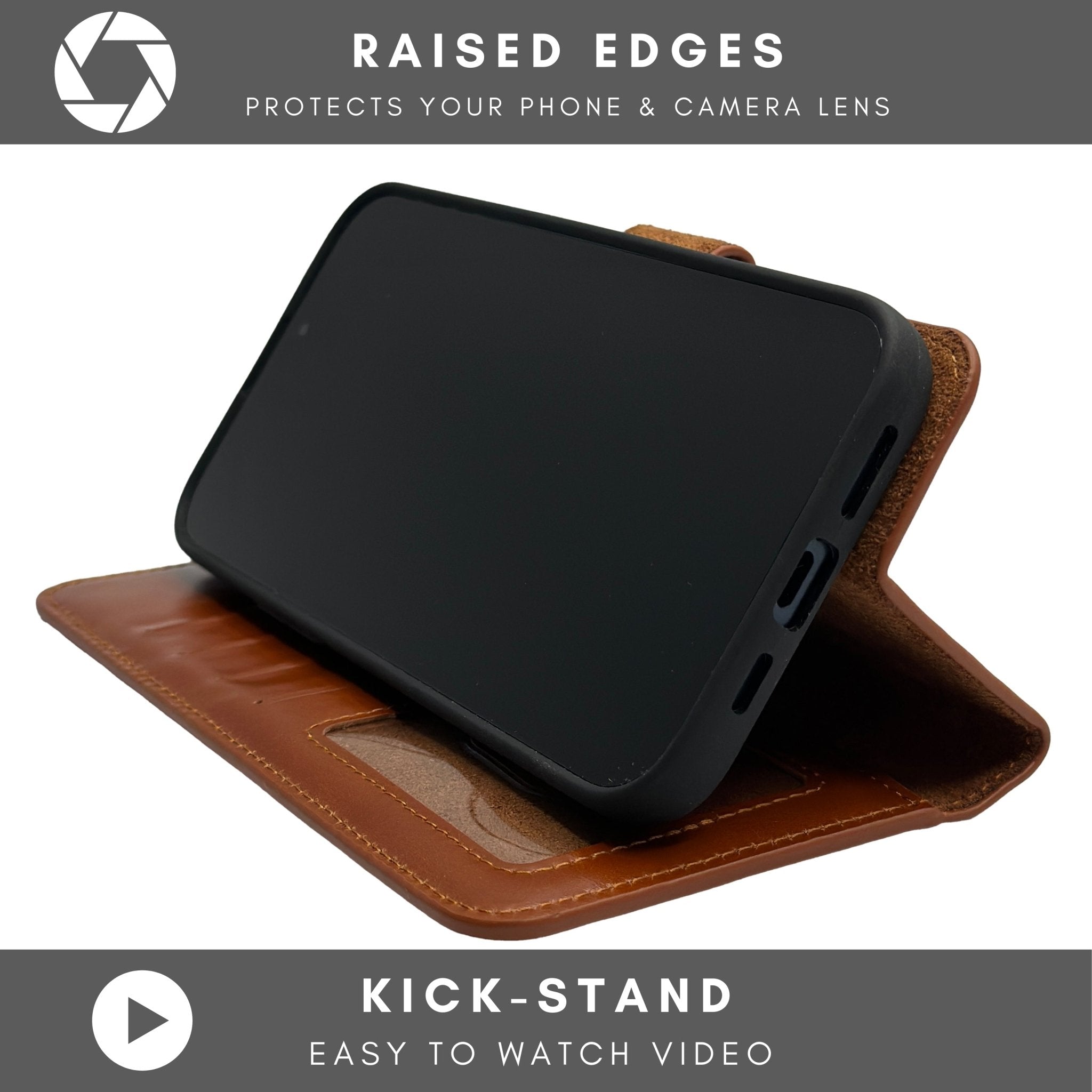 Vegas Premium Leather iPhone 15 Wallet Case with MagSafe | Detachable RFID Blocking Luxury Wallet