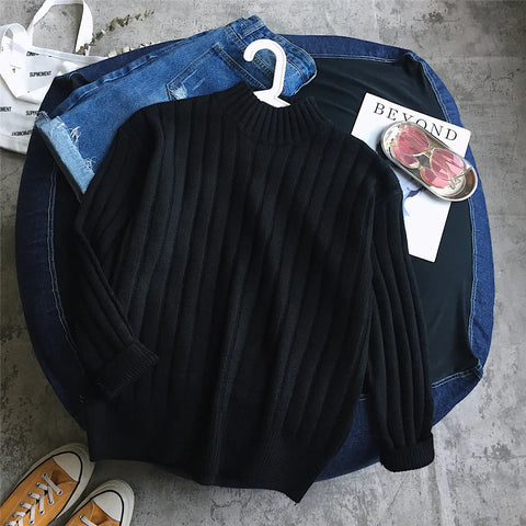 Chic High Neck Striped Sweater for Fall/Winter