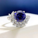 S925 Silver Round Rhinestone Engagement Ring