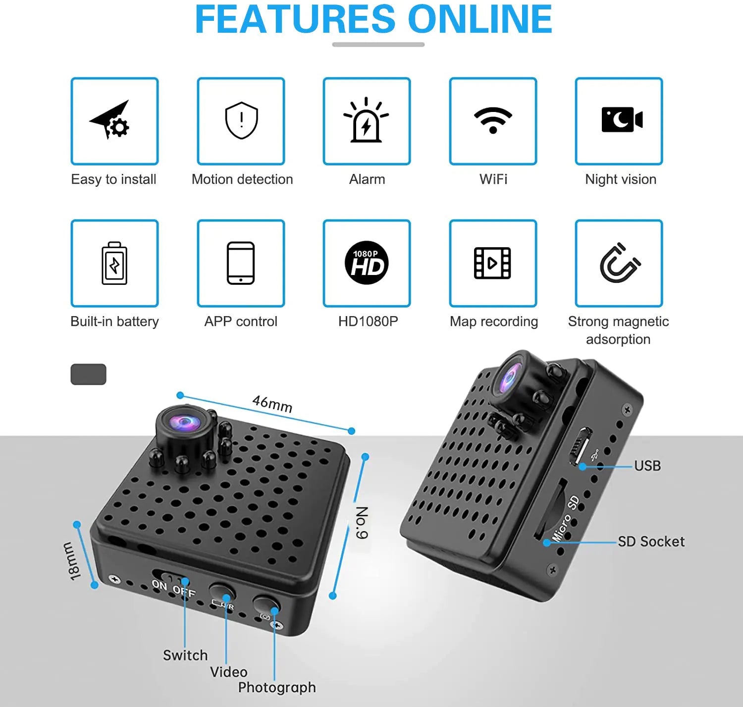 HD Night Vision Outdoor Aerial Photography Camera