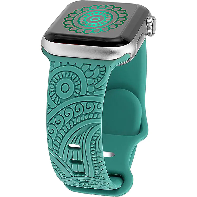 Silicone Strap with Laser Engraved Cashew Print for Apple Watch