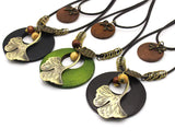 Wooden Vintage Ethnic Jewelry, Long Leaf Necklace