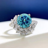 S925 Silver Round Rhinestone Engagement Ring