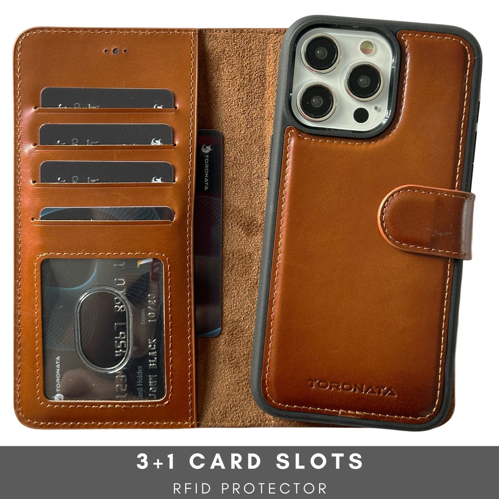 Vegas Premium Leather iPhone 15 Wallet Case with MagSafe | Detachable RFID Blocking Luxury Wallet